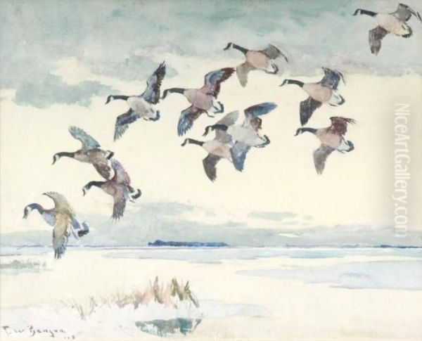 Canada Geese Oil Painting by Frank Watson Wood