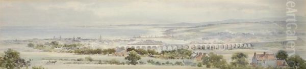 Three Views Of Berwick-upon-tweed Oil Painting by Frank Watson Wood