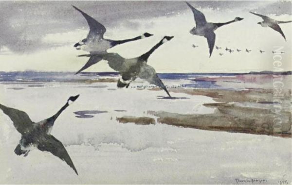 Canadian Geese Oil Painting by Frank Watson Wood