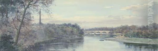 The Tweed At Coldstream Oil Painting by Frank Watson Wood