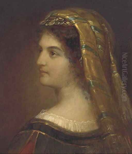 Portrait of a woman, bust-length, in Greek costume Oil Painting by Theodore Tchoumakoff