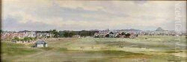 A Panoramic View Of The Links At Gullane by Frank Watson Wood