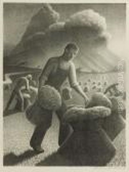 Approaching Storm Oil Painting by Grant Wood