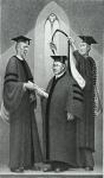 ''honorary Degree'' Oil Painting by Grant Wood