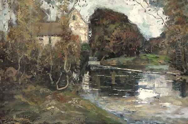 The mill pond Oil Painting by George Grosvenor Thomas