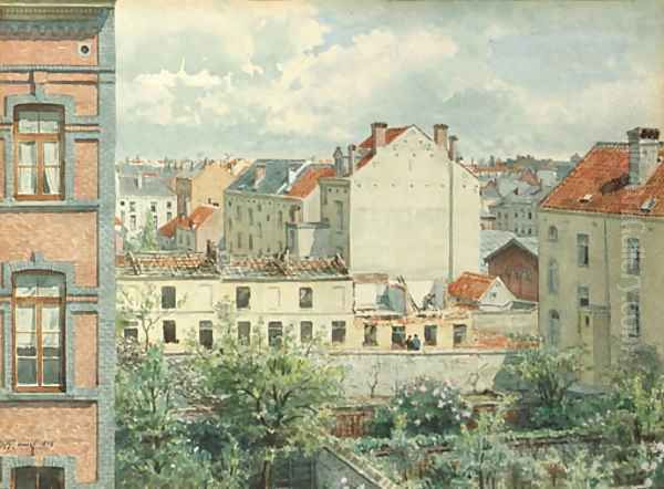 The rooftops of Brussels Oil Painting by Willem De Famars Testas