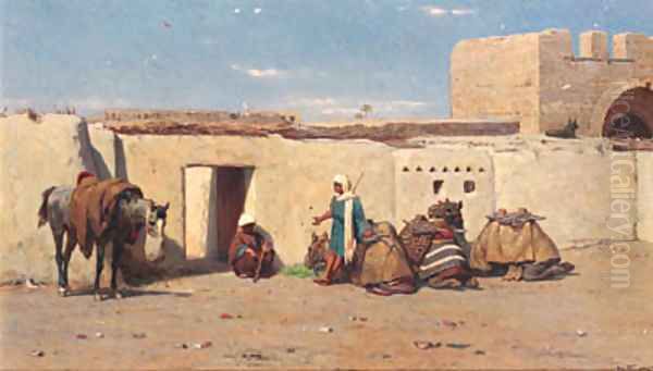 Arab merchants resting Oil Painting by Willem De Famars Testas