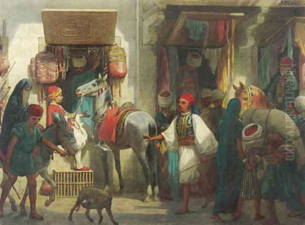 un Bazar au Kaire Oil Painting by Willem De Famars Testas