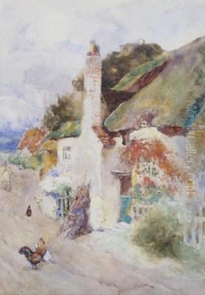 A Country Cottage Oil Painting by David Woodlock