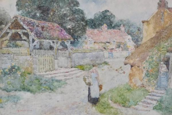 Village Gossip In The Shakespeare Country Oil Painting by David Woodlock