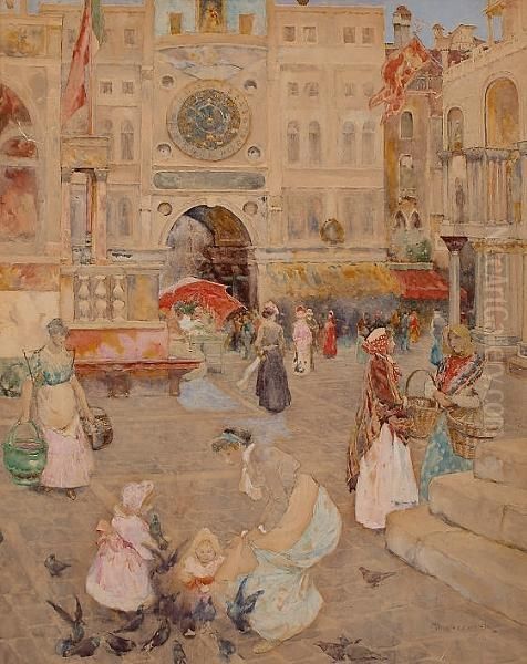 St Mark's Square, Venice. Oil Painting by David Woodlock