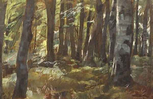 The forest Oil Painting by Wilhelm Trutbner