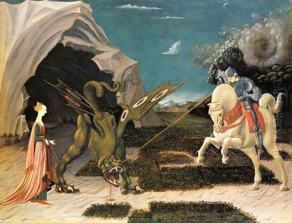 St. George and the Dragon c. 1456 Oil Painting by Paolo Uccello