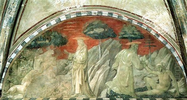 Creation of the Animals and Creation of Adam 1432-36 Oil Painting by Paolo Uccello