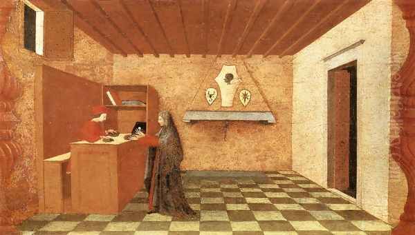 Miracle of the Desecrated Host (Scene 1) 1465-69 Oil Painting by Paolo Uccello