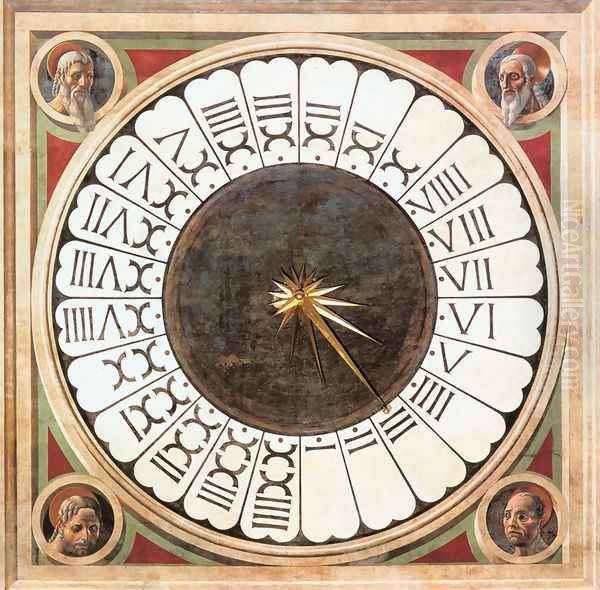 Clock With Heads Of Prophets Oil Painting by Paolo Uccello