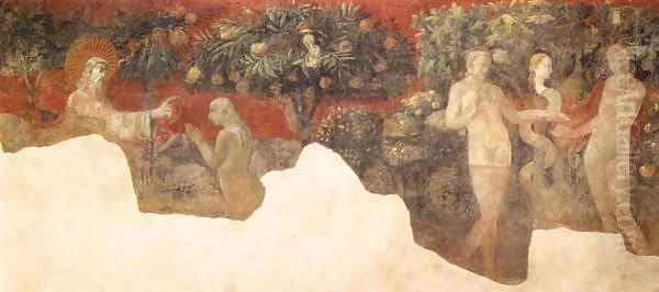 Creation of Eve and Original Sin 1432-36 Oil Painting by Paolo Uccello