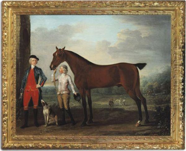 John Ward, 6th Baron Ward, Standing With His Favorite Hunter Andgroom Oil Painting by John Wootton