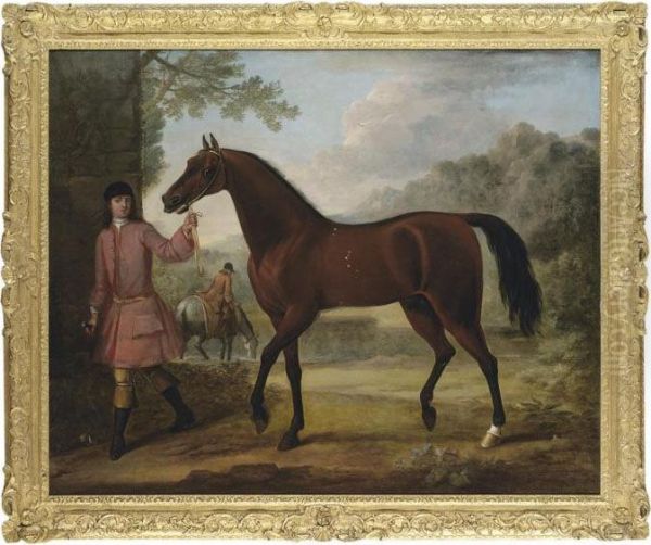 The Leedes Arabian, Being Led By A Groom, In A Landscape Oil Painting by John Wootton