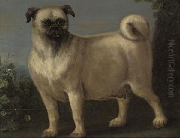 A Pug In A Landscape Oil Painting by John Wootton