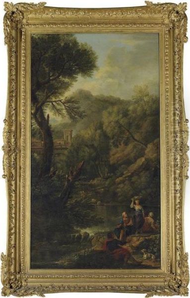 A Classical Landscape With Shepherds And Washerwomen By Astream Oil Painting by John Wootton