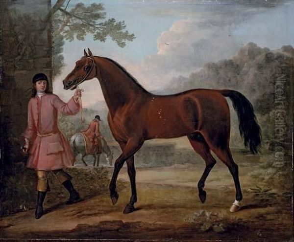 The Leedes Arabian, Being Led By A Groom, In A Landscape Oil Painting by John Wootton