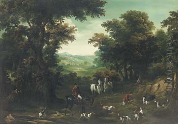 A Hunting Party At A Covert Oil Painting by John Wootton