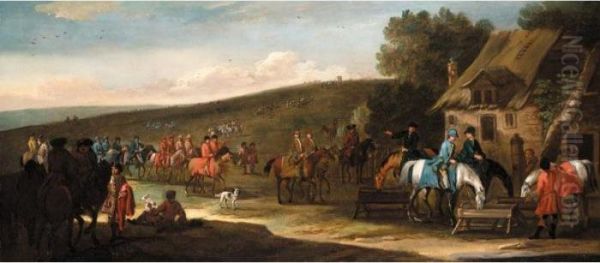 Racehorses And Their Jockeys Returning To The Stables Oil Painting by John Wootton