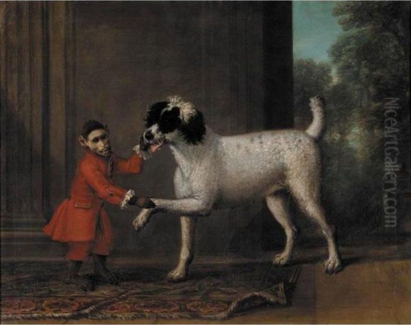 A Favorite Poodle And Monkey Belonging To Thomas Osborne, The 4th Duke Of Leeds Oil Painting by John Wootton