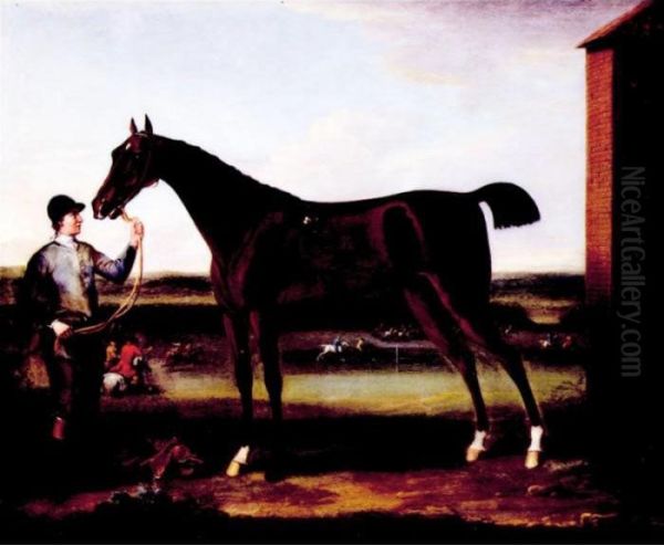 Lord Portmore's Victorious Held By A Groom At Newmarket Oil Painting by John Wootton