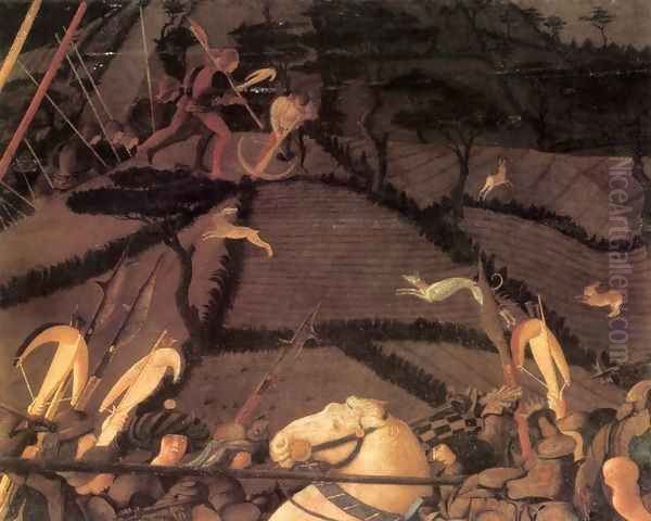 Bernardino della Ciarda Thrown Off His Horse (detail-3) 1450s Oil Painting by Paolo Uccello