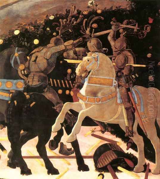 Niccolò da Tolentino Leads the Florentine Troops (detail) 1450s Oil Painting by Paolo Uccello