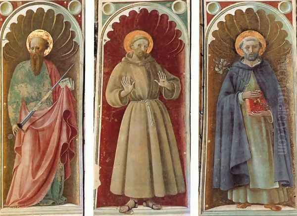 Sts Paul, Francis and Jerome Oil Painting by Paolo Uccello