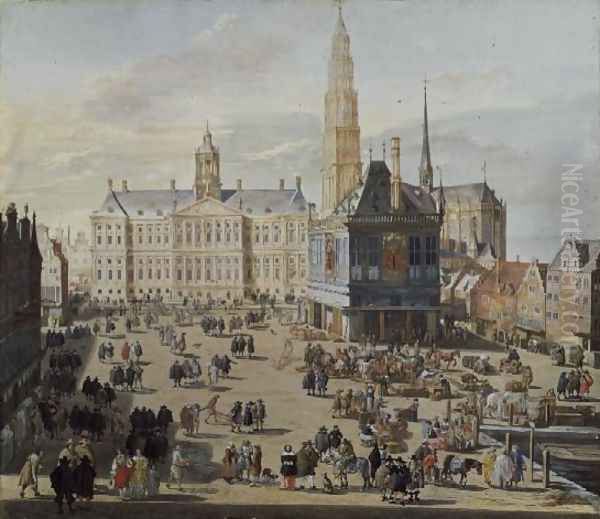 Dam Square, Amsterdam, 1659 Oil Painting by Jacob Van Der Ulft