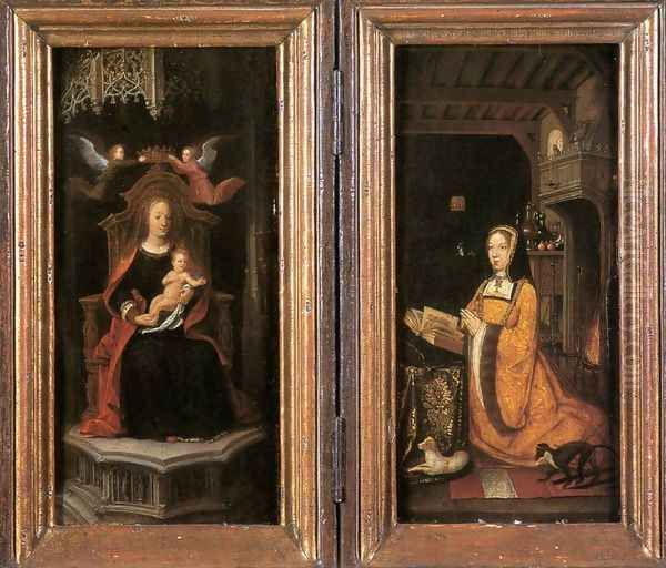 Diptych with Margaret of Austria Worshipping 1500-10 Oil Painting by Flemish Unknown Masters