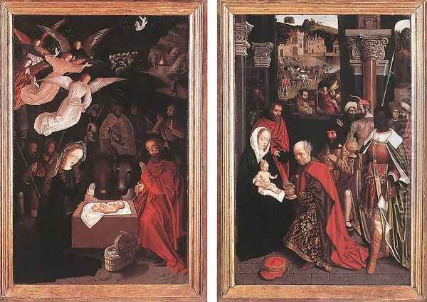 Adoration of the Shepherds and Adoration of the Magi 1500-20 Oil Painting by Flemish Unknown Masters