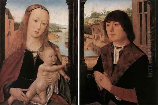 Diptych with a Man at Prayer before the Virgin and Child 1490s Oil Painting by Flemish Unknown Masters