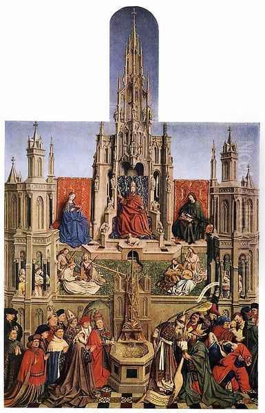 The Source of Life and the Triumph of Church over the Synagogue 1450s Oil Painting by Flemish Unknown Masters