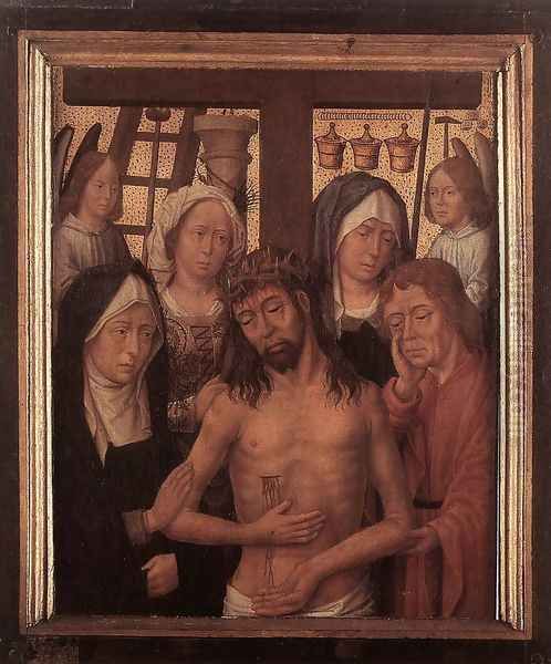 Man of Sorrows with Mary and John and Two Holy Women 1495-1505 Oil Painting by Flemish Unknown Masters