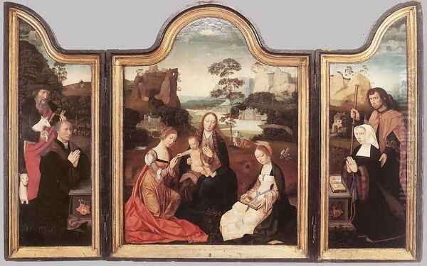 Virgin and Child with St Catherine and St Barbara 1520-25 Oil Painting by Flemish Unknown Masters