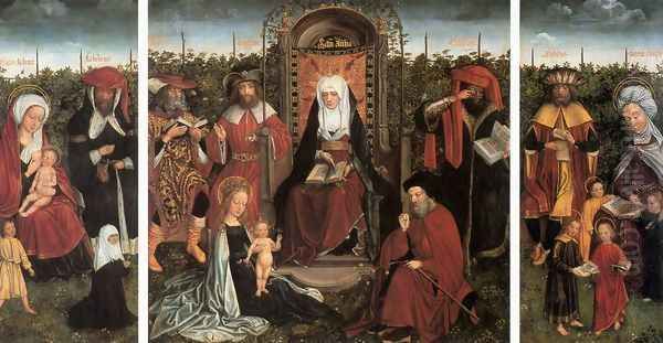 Triptych with the Family of St Anne 1490s Oil Painting by Flemish Unknown Masters