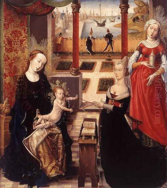 Madonna with Donor and St Mary Magdalene c. 1475 Oil Painting by Flemish Unknown Masters