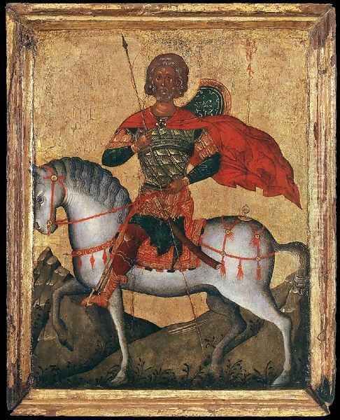 St Menas of Egypt on Horseback Oil Painting by Cretan Unknown Master