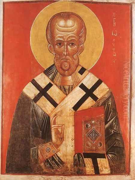 Icon of St Nicholas Oil Painting by Russian Unknown Master