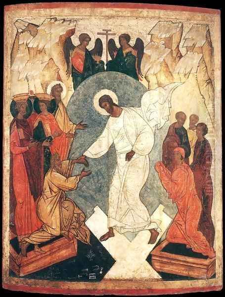 Resurrection of Christ and the Harrowing of Hell Oil Painting by Russian Unknown Master