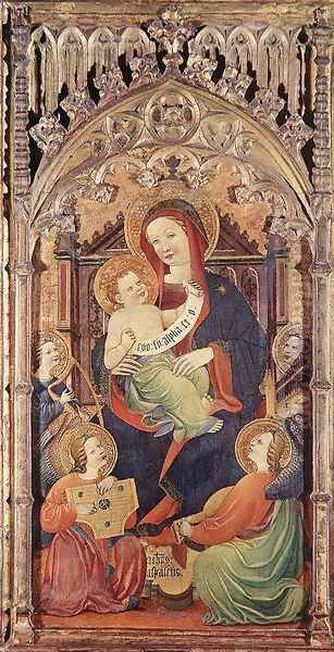 Madonna with Christ Child and Angels Playing Music 1400-50 Oil Painting by Spanish Unknown Masters