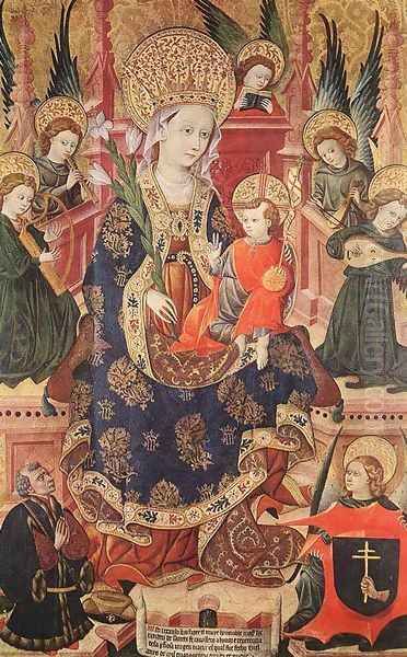 Madonna with Angels Playing Music and Donor 1439 Oil Painting by Spanish Unknown Masters