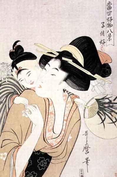 A Lover of Children Oil Painting by Kitagawa Utamaro