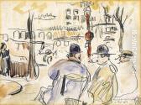 Terrasse Du Cafe De La Paix A Paris (1912) Oil Painting by Rik Wouters