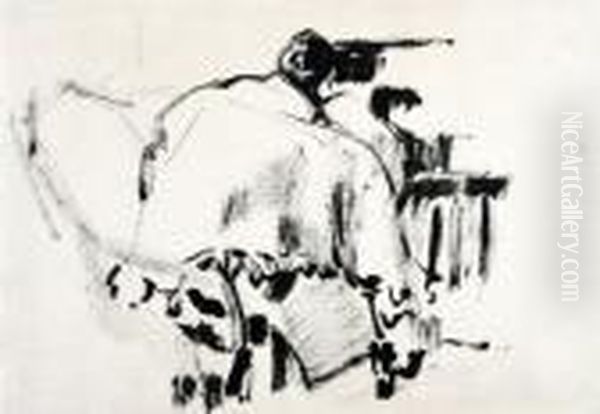 Zittende Vrouw Op De Rug Gezien Oil Painting by Rik Wouters